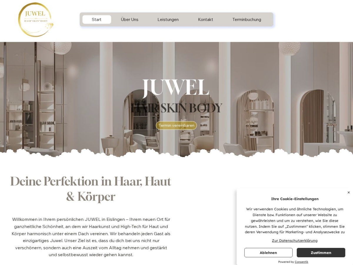 Website-Mockup JUWEL Hair & Skin & Body – Beauty-Salon, Eislingen