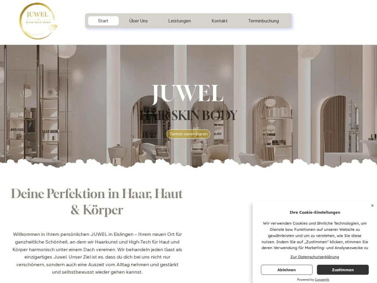 Website-Mockup JUWEL Hair & Skin & Body – Beauty-Salon, Eislingen